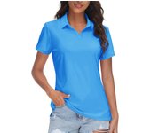 Women's V-Neck Polo Shirts Sun Protection Quick Dry Golf Polos Collared Shirt