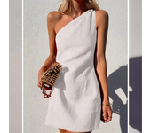 Vestidos de mujer con cuello inclinado a la moda, vestido de verano de Color sólido para ir al trabajo, vestido de lino y algodón de estilo Simple, vestido informal sin mangas para mujer