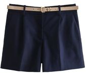 pantalones cortos de cintura alta para mujer, pantalón informal con cinturón de Color sólido, de pierna ancha, Color blanco