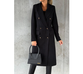 Coat, trench coat, with dual solid color buttons long sleeved lapels, suitable for warm women in autumn and winter