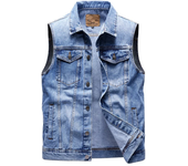 Spring and Autumn Winter Men's Denim Tank Top Fashion Collar Cotton Jeans Sleeveless Jacket Men's Retro Street Wear Party Tank Top
