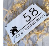 Personalized Laser Cut Acrylic Sign Modern House Number OutDoor Plaque Family Name Plate Door Signs Matte White Mirror Black