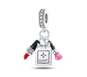 925 Sterling Silver Bracelet Pendant Perfume Bottle with Two Tone Lipstick Ladies Bracelet Pendant Beads 2024 New Gift for Women
