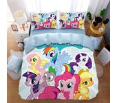 Little Pony Bedding Set,Cartoon Children My Pony Quilt Cover,2-3 Pieces Sets Kids Adult Size Cute Print Decor Gifts