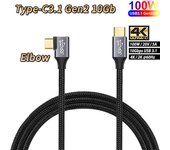 Cable de carga rápida de datos, 5A, 100W, USB3.1, Gen2, 10GB, Type-C3.1, PD, tipo C, 10gbps, transferencia de alta velocidad, Chip e-marker 4K HD