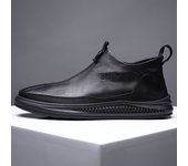 Nuevos zapatos de cuero casuales tendencia de cuero para hombres versátil cubierta de pie de suela gruesa cremallera lateral terciopelo pequeñas botas cortas
