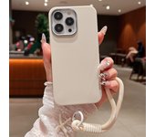 Luxury Leather Texture Soft TPU Lanyard Case For iPhone 16 15 Pro Max 14 Plus 13 12 Pro Max 11 Solid Color Silicone Phone Cover