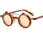 Nuevo marco redondo punk doble flip gafas de sol hombres y mujeres locomotora tendencia personalidad