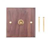 Retro American Industrial Style Light Switch Socket, Solid Wood Brass Toggle Switch Plate, Antique Home Stay Switch(1)