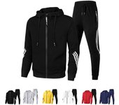 Casual Sports Suit Zipper Jacket+Sweatpants Running Suit Fleece Hoodie Sweatshirt,Thin and comfortable sports suit