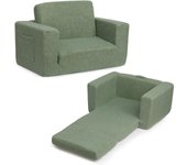 Sillón Infantil Sofá Cama 2 en 1, Convertible a Tumbona, Sofá Suave para Niñas y Niños, Día del Niño y Cumpleaños, Gris Claro