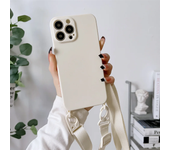 Crossbody Necklace Cord Lanyards Phone Case For iPhone 15 13 14 11 12 Pro Max XS XR 7 8 Plus SE Solid Color Soft Silicone Cover