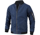 Chaqueta Bomber de Moda Casual para Hombres Material de Poliéster Cierre de Cremallera