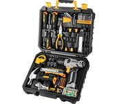 Herramientas Completa con Destornillador Electrico/Taladro con bateria de 8V, Maletin de 126 Piezas, Caja profesional de herramientas Domésticas de Bricolaje para Oficinas y Jardín, Gris
