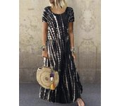 Vestido verano para mujer, moda informal, vestidos de manga corta, vestido largo femenino
