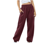 Pantalones tobilleros de cintura alta para mujer, Pantalón deportivo informal, holgado, con bolsillo y cordón, Color sólido