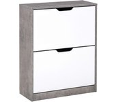 Mueble Zapatero de Recibidor Armario Zapatero Moderno con 2 Cajones Abatibles Estantes Ajustables para 8 Pares de Zapatos Zapatero Estrecho para Pasillo Entrada 62,5x26x81 cm Gris