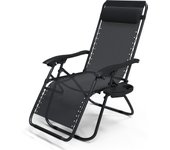 Plegable Multiposicione Jardín, Gravedad Cero Reclinable, con Soporte para Bebidas y Reposacabezas Axtraíble, Carga máxima 120kg, Negro