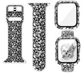 Conjunto De Correa Protectora De Reloj Apple Con Silicona Impresa Y Protector De Pantalla Templada PC 45, 44, 41, 40mm