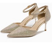 2024 new style women's shoes/sandals/high heels/stilettos/pointed toes/spring/summer/autumn/winter/banquet/wedding/work/leather/Champagne
