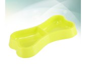 Portable Dog Double Bowls Plastic Bone Shape Puppy Water Food Feeder Feeding Bowl for Cats Dogs Pet Accessories (Blue)