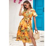 Vestidos de mujer, vestidos casuales de verano, faldas midi con aberturas estampadas, faldas de vestir