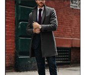 Abrigos de lona de media manga para hombre, longitud media, Inglés, otoño, invierno, tendencias