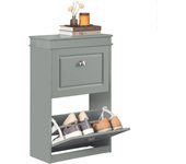 Zapatero con 2 Puertas Zapatero Estrecho Entrada Recibidor, Estanterias Armario Almacenaje Organizador Salón para Zapatos Blanco 54 x 24 x 83 cm FSR78-W ES