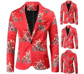 Men's Christmas Blazer Sport Coat,Christmas Suit Jacket