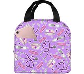 Nurse Theme Lunch Bag for Women Insulated Tote Bag Reusable Cooler Lunch Box for Work Picnic Travel One Size