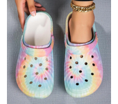 Garden Clogs Comfortable Women's Tie-dye Pattern Clogs, Slip On Lightweight Two-way Wear  Clogs, Non-slip Summer Beach Slides