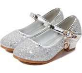 Princess Sequins Pink Shoes Spring Elsa Cosplay Blue Girls High Shoes Solid Blue Glitter Kids Girl Rapunzel Accessories