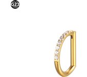 1Pc F136 Titanium16G 8/10mm Cartilage Tragus Helix Ear Piercing Body Jewelry Nose Ring Half Ring CZ D Shape Segment Ring Cliker