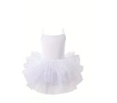 1pc Girls' Sleeveless Tutu Dress, Polyester Knit Ballet Skirt with Sparkling Tulle, Basic Style, Mid-Length, Tiered Hem, Stretch Fit, All-Season Casual Dance