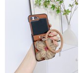 Korean Luxury Cute Fresh Weave Yarn Flower Case with Ring Bracelet for Samsung Galaxy Z Flip5 Z Flip 5 Zflip 5 Flip5 Cover