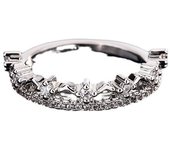 Light luxury and elegant S925 silver hollow crown zircon women's stacked ring