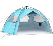 Tienda de Playa para 4 – 6 Personas, Carpa de Playa Hidráulica Automática Portátil Protección Solar UPF 50+/80+ Protección UV Ventilación con Bolsa de Transporte para Exteriores Playa Picnic