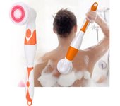 Cepillo de baño eléctrico 4 en 1, exfoliante, limpiador corporal, cepillo de masaje para ducha (naranja)