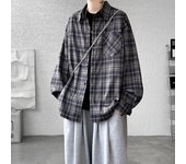 Nueva chaqueta de camisa a cuadros retro de moda europea y americana tendencia de verano de los hombres estilo de Hong Kong suelto casual chaqueta de manga larga de verano top