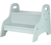 Taburete de Madera con 2 peldaños, Ideal para niños, Materiales respetuosos con el Medio Ambiente, Aguamarina