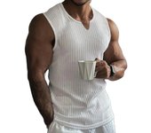Camiseta De Hombre Verano Sin Mangas Cuello En V Para Gimnasio Deporte Entrenamiento Fitness Top Sólido Casual Polyester