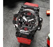 SMAEL Dual Display Alloy Case Watches for Men Waterproof Sports Military Male Camo Quartz Digital Wristwatch Alarm Stopwatch