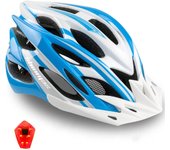 Bicicleta Adulto con Luz LED Casco de Bicicleta con Visera Extraíble Casco MTB Hombre Mujer Casco Bici Casco Ciclismo Montaña Casco para Bicicleta Ultraligero Tamaño Ajustable 57-62cm