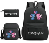 Mochila De Lilo And Stitch para hombre y mujer, morral escolar de gran capacidad, ligero, para portátil, de viaje, 3 piezas
