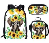 3Pcs Set School bags with Lunch bag Pencil Case,Custom Backpack Add with Your Logo or text , Kids Bags with 3D Football Printed