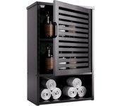 Armario de Baño de Pared, Mueble Colgante de Bambú con Puerta y Estante Ajustable, Organizador de Almacenamiento sobre Inodoro para Baño, Cocina, 60cm de Altura, Natural