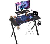 Rcynview Corner Desk Gamer Computer Gaming, Gamer Table 105cmx80cm L-shaped with Screen Support, Carbon Fiber Table Top, Gaming Desk Ergonomic Gaming Table with Bag and Hook