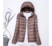 Plus size women's hooded slim down jacket women's casual office women's ultra light and storable jacket