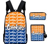 3Pcs Set School bags with Lunch bag Pencil Case,Custom Backpack Add with Your Logo or text , Kids Bags with 3D Football Printed