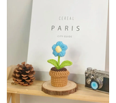 Hand Knitting Potted Plants Hand-woven Rose Sunflower Tulip Crochet Flower Auto Interior Accessories Car Decoration Ornaments